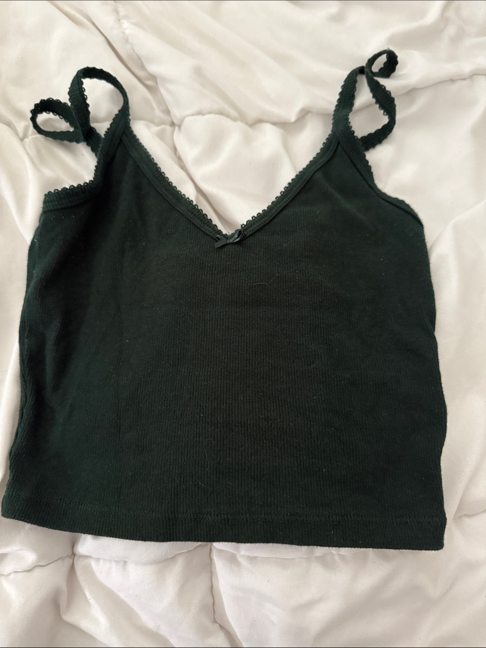 Sunday Best Dark Green Ribbed V-Neck Cami Tank